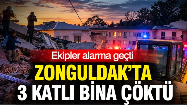 Zonguldak’ta 3 katlı bina çöktü: Ekipler kurtarma çalışmalarına başladı